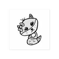 Cute Whimsical Fox with Bow Rubber Stamp