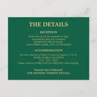 Hunter Green Golden Beige Wedding QR Code Details Enclosure Card