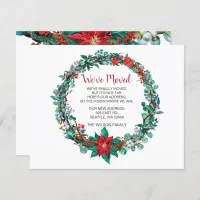 Budget Poinsettia Wreath We've Moved Holiday Card