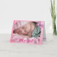 Pink Bow Birth Announcement for Baby Girl