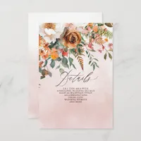 Rustic Orange Floral Fall Wedding Enclosure Card