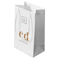 Logo white gold monogram initials shopping small gift bag