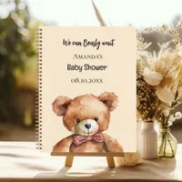 Guest Book Baby Shower teddy bear bearly wait