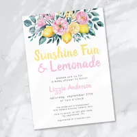 Sunshine Fun and Lemonade Floral Baby Shower Invitation