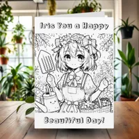 Wishing You a Happy Beautiful Day | Coloring Page Card