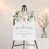 Elegant Wedding Welcome Sign Greenery White Flower