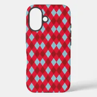 Red & Blue Argyle iPhone 16 Case