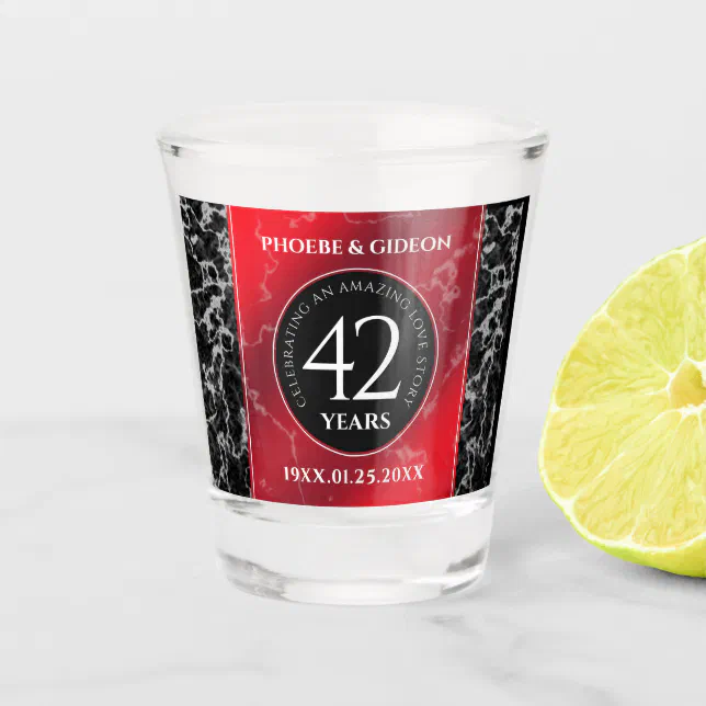 Elegant 42nd Jasper Wedding Anniversary Shot Glass