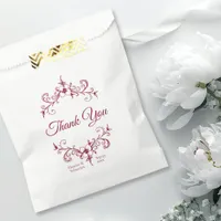 Elegant Vintage Romance Burgundy Floral Wedding Favor Bag