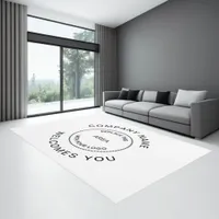 Minimalist Logo Welcome Company Name Any Color Rug