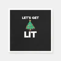 Let's Get Lit Christmas Tree Holiday Drinking Napkins