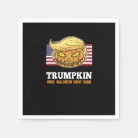 Trumpkin Halloween Pumpkin With Flag Scary Design  Napkins