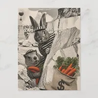Groundhog and Rabbit Carrot Heist Postcard