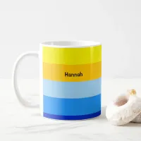 Blue Yellow Stripe Pattern Summer Personalized Coffee Mug