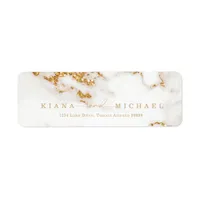 Modern Marble Glitter Wedding Gold ID816 Label