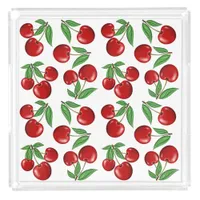 Red Cherries Graphic All Over Pattern Acrylic Tray