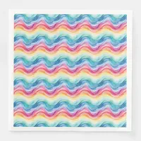 Pride Wavy Rainbow Stripes Pattern Summer Paper Dinner Napkins