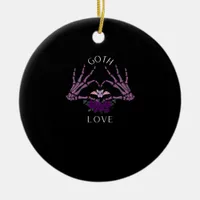 Embrace Goth Skeleton Heart Artistic Style Ceramic Ornament