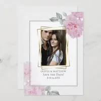 Romantic Pink Peonies Rice Paper BarefootBride™ Invitation