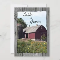 Red Barn and Silo Country Wedding Invitation