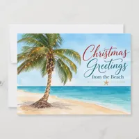 Christmas Greetings from Beach Tropical Palm Tree Holiday Card