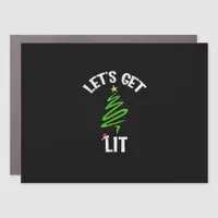 Let's Get Lit Drinking Funny Christmas Car Magnet
