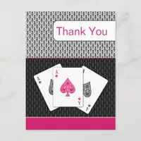 pink 3 aces vegas wedding Thank You cards