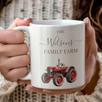 Family Farm Rustic Vintage Red Tractor Coffee Mug