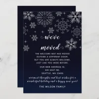 Silver Navy Snowflakes We've Moved Holiday Cards