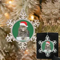 Christmas Cat Humbug Pewter Snowflake Ornament