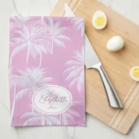 Hawaiian Palm Tree Silhouette Pattern Plum ID1093 Kitchen Towel