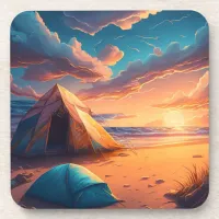 Three Camping Scenes Beverage Coaster