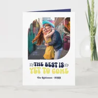 Midnight Spark Champagne Retro New Year Photo Holiday Card