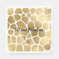 50 and Fabulous Gold Giraffe Print Abstract Napkins