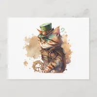 Steampunk Cat Adorable and Cute Postcard