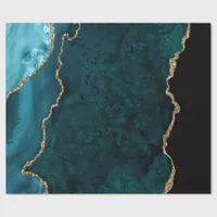 Teal and Gold Agate Wrapping Paper