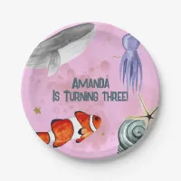 Ocean Animals Nautical Kids Birthday Party Pink  Paper Plates