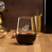 Lush Palm Leaf Wedding ID956 Stemless Wine Glass