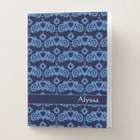 Moon Magic Stars Hearts Name Midnight Blue Pocket Folder