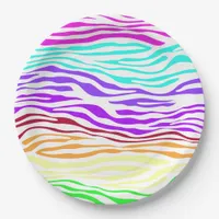 Colorful Abstract Zebra Print Paper Plates