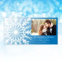 White Snowflake on Blue Winter Wedding Save The Date