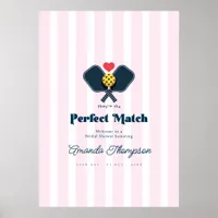 Perfect Match Preppy Pickleball Shower Welcome Poster
