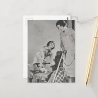 Vintage Child and Mother Vacuum Cleaning Postcard