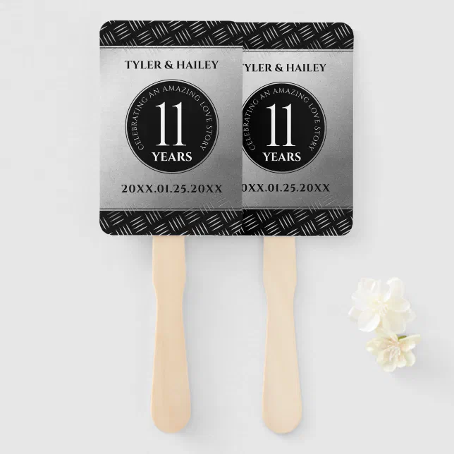 Elegant 11th Steel Wedding Anniversary Celebration Hand Fan