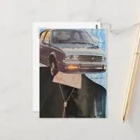 Retro Car Headed Woman Collage Postcard