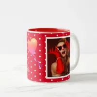 50 and Fabulous Photo and 50th Birthday Red WH Dot Two-Tone Coffee Mug