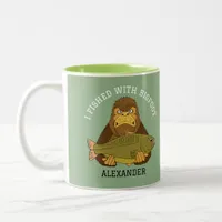 I Fished with Bigfoot Funny Fishing Camping Two-Tone Coffee Mug