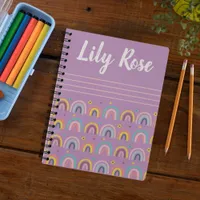 Custom Purple Rainbow Pattern Kid's Notebook