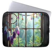 Boho Purple Dreamcatcher in Window  Personalized Laptop Sleeve