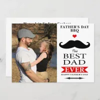 Best Dad Ever Fathers Day BBQ Add Photo Mustache Invitation